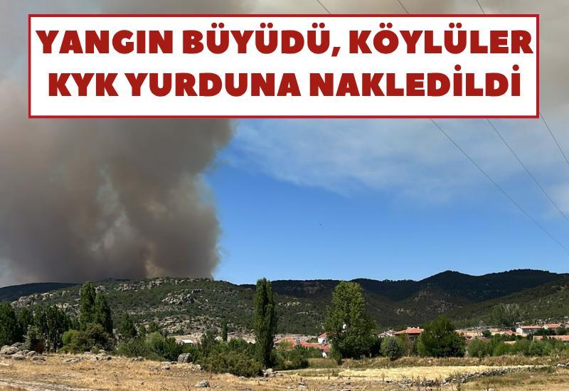 Yangın büyüdü, köylüler KYK yurduna nakledildi