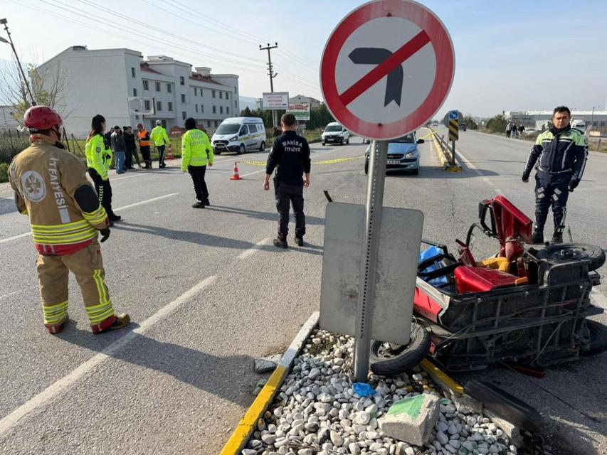 3 tekerlekli elektrikli bisikletle otomobilin çarpıştı