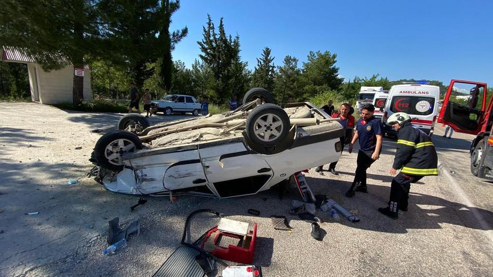 Kontrolden çıkan araç takla attı: 2 yaralı