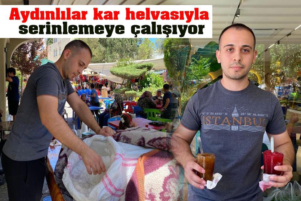 Aydınlılar kar helvasıyla serinlemeye çalışıyor