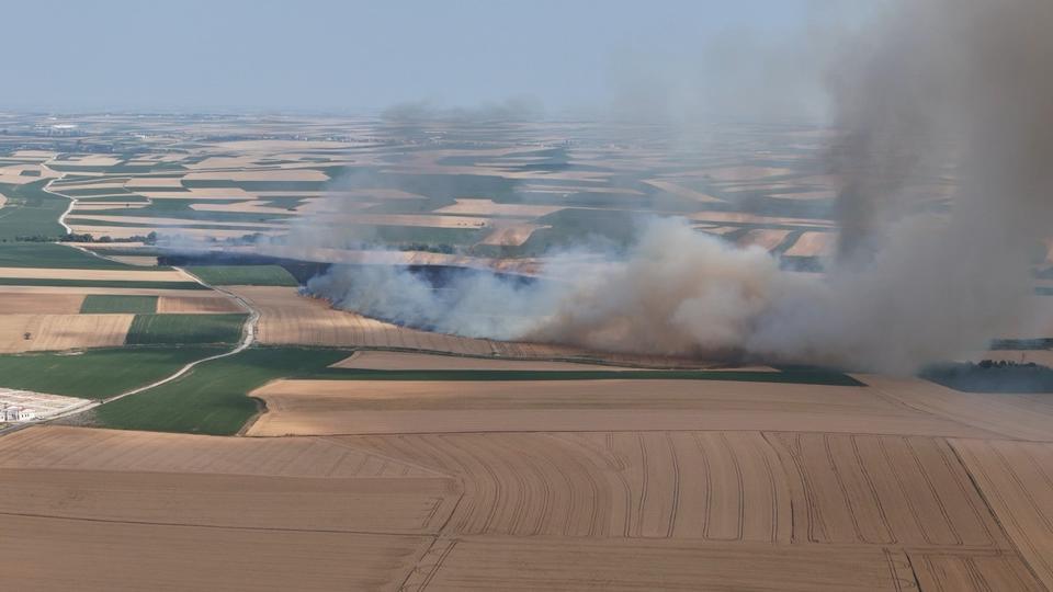 KIRKLARELİ'NDE BUĞDAY TARLALARINDA YANGIN: 500 DEKAR ALAN ZARAR GÖRDÜ