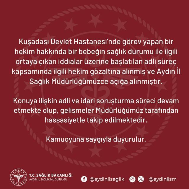 Kuşadası’nda sağlık skandalı: Aydın İl Sağlık Müdürlüğü'nden açıklama