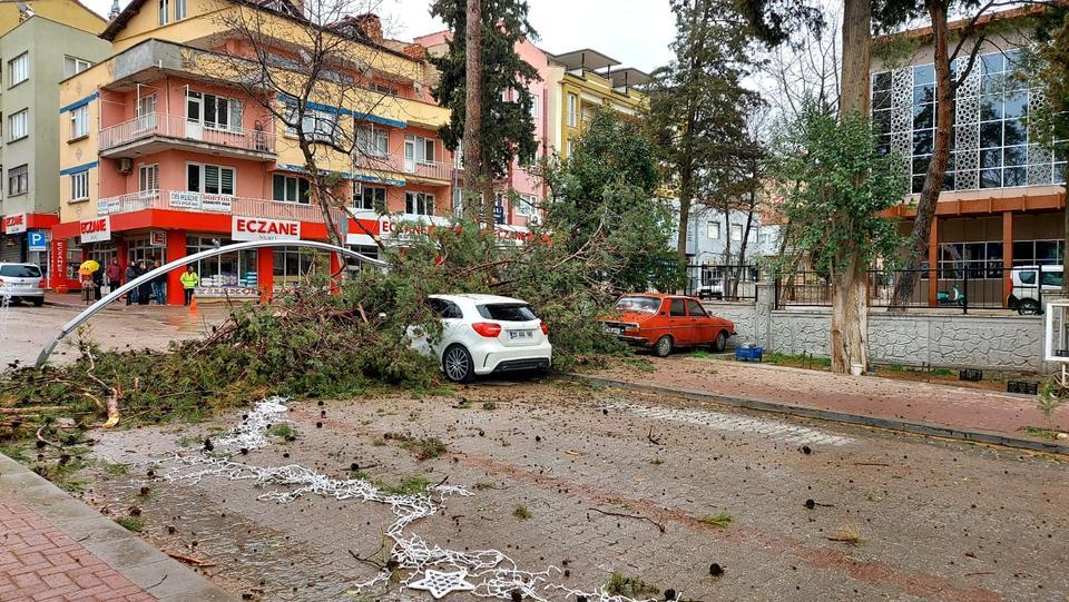 Fırtına ağaç ve direği devirdi: Facianın eşiğinden dönüldü