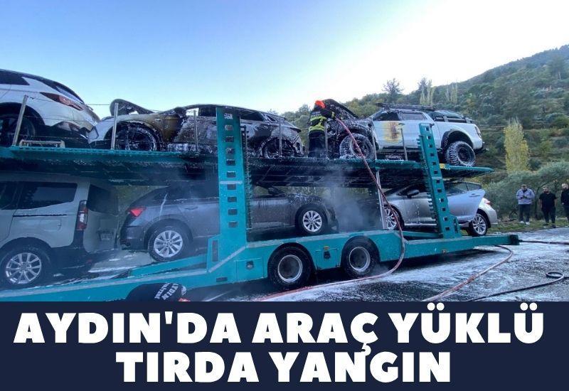 Aydın'da araç yüklü tırda yangın