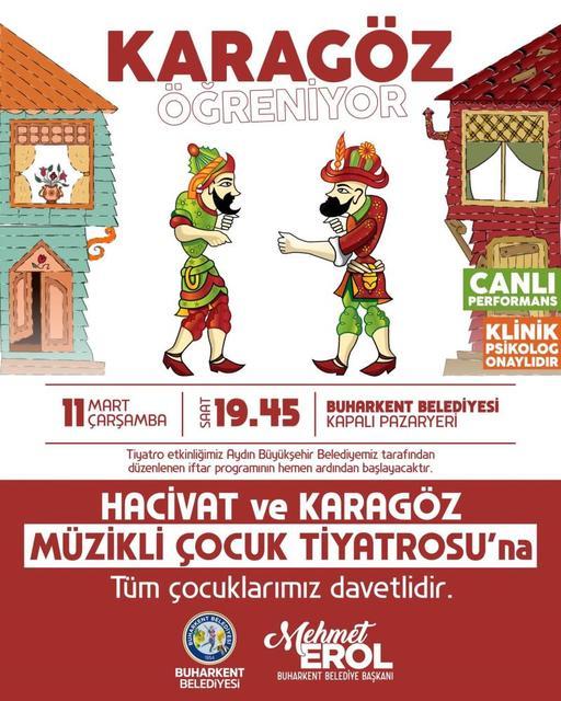 Buharkent'te çocuklar Hacivat ve Karagöz ile buluşacak